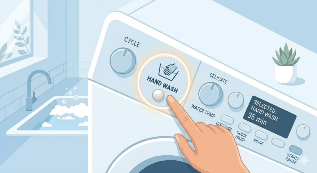 洗濯機の手洗いコースを活用するイメージ