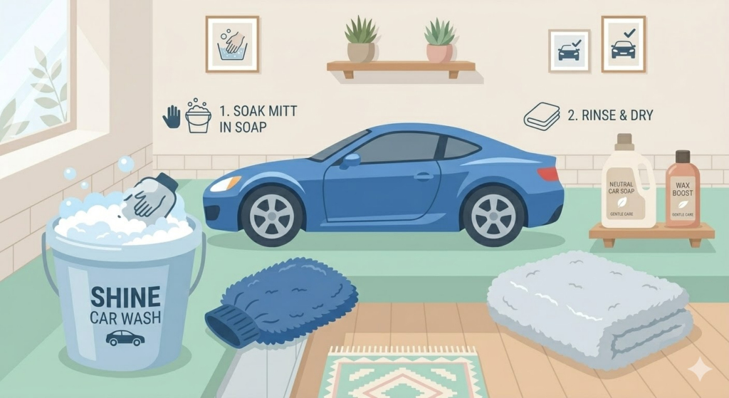 手洗い洗車の正しいやり方のイメージ