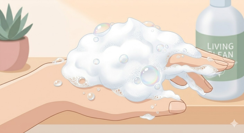 ミルキィボディソープの豊かな泡立ち
