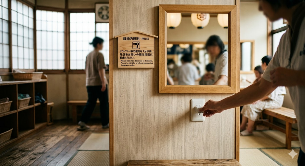 銭湯の脱衣所でドライヤーを使う際のマナー