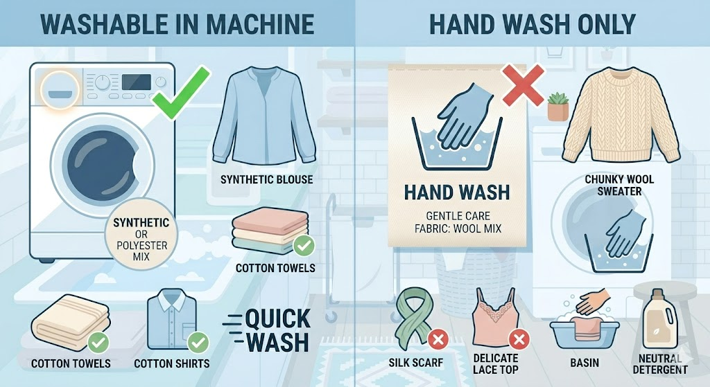 手洗いマークの服を洗濯機に入れるかの判断基準チャート