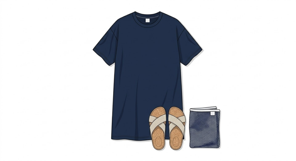 銭湯帰りに最適な肌に張り付かないコーディネート例