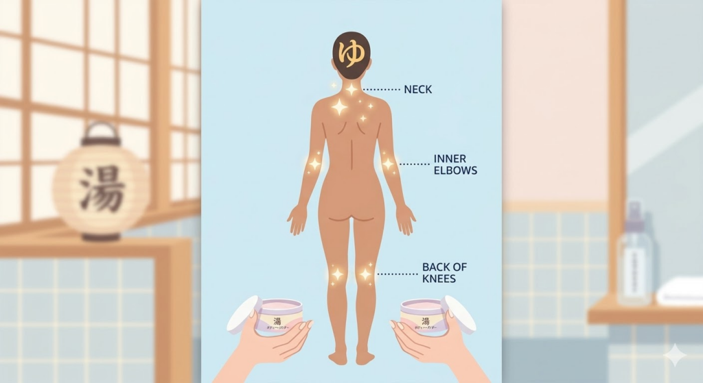 ボディパウダーを塗るべき効果的なポイント