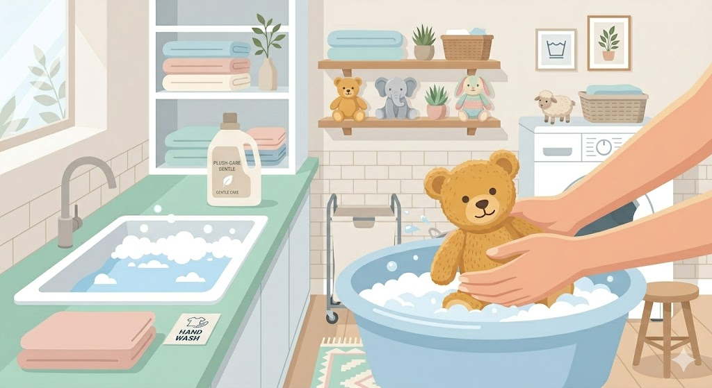 ぬいぐるみの正しい手洗い方法のイメージ
