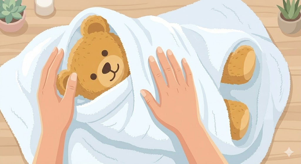 バスタオルを使ったタオルドライの方法