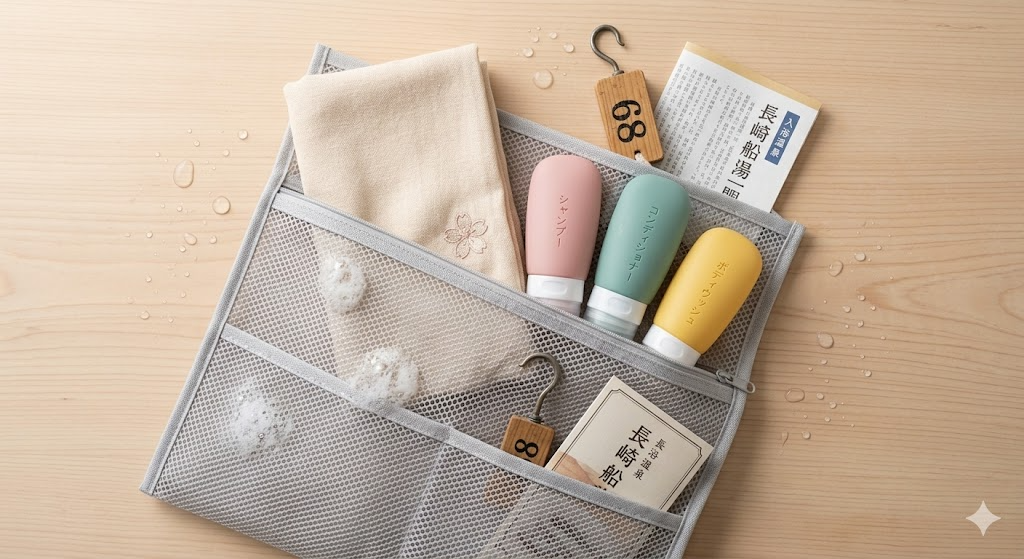 銭湯に便利なメッシュポーチとバスグッズ