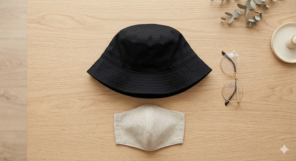 銭湯帰りにおすすめの帽子と小物のセット