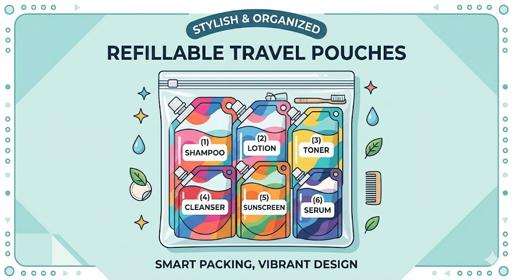 透明ポーチにまとめられたラベリング済みの小分けパウチ